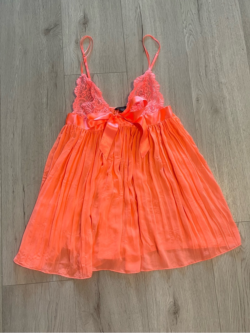Victoria’s Secret VS Coral Pink Lace Bow Babydoll Top